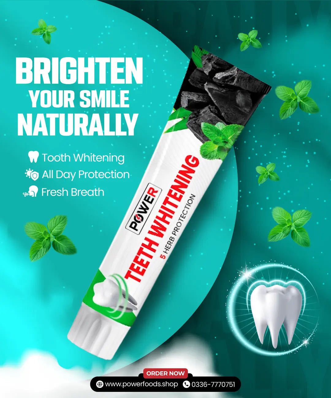 Teeth Whitening Toothpaste (185 gm) - Power Foods